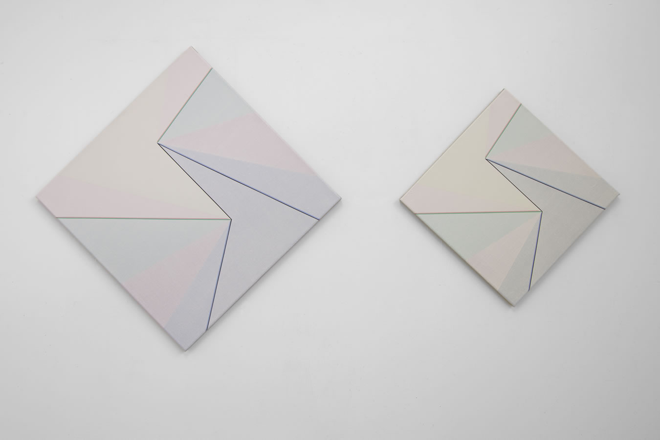 Katrina Blannin, Diamond Light 70, 2015 100x100cm acrylic on linen, Diamond Light 50, 2015 100x100cm acrylic on linen