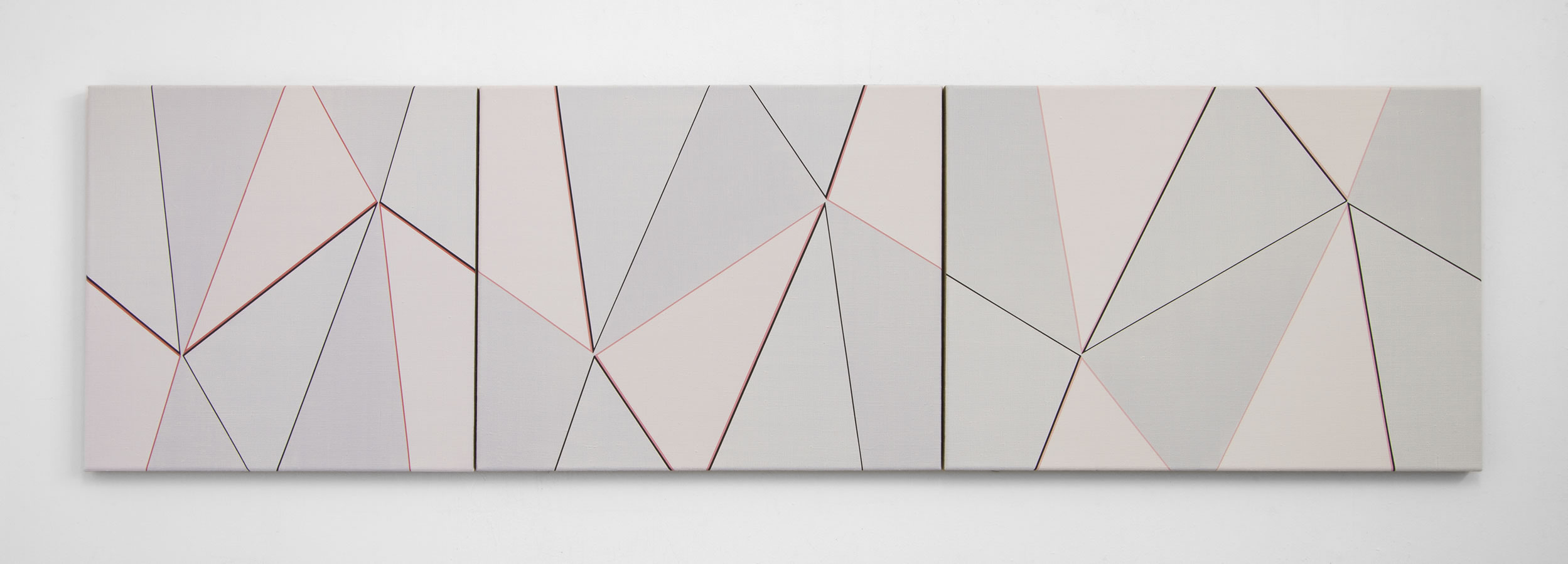 Katrina Blannin, Three Piece Suite Black-Light Red 2014, 50x50 50x60 50x70cm Triptych